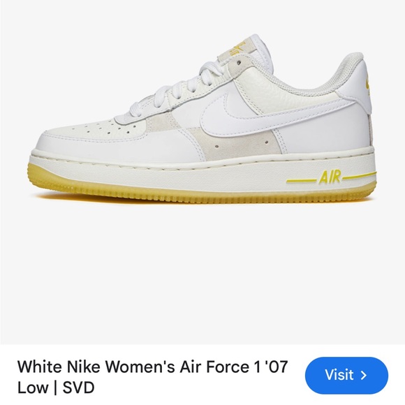 Nike Women's Air Force 1'07 Low  Color
SUMMIT WHITE/WHITE-OPTI YELLOW-SAIL 7.5 - Picture 4 of 16
